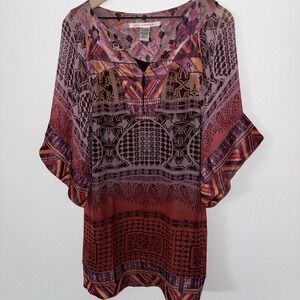 Diane Von Furstenberg Tabalah Silk Caftan Dress Boho Retro Bell Sleeve Mini 2